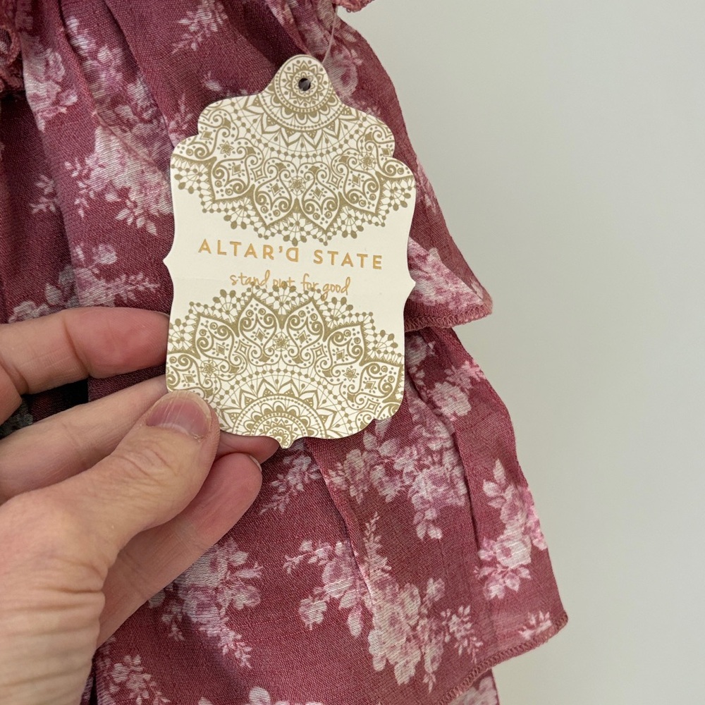 Altar'd State Floral Tiered Mini Skirt - Mauve - Picture 2 of 6